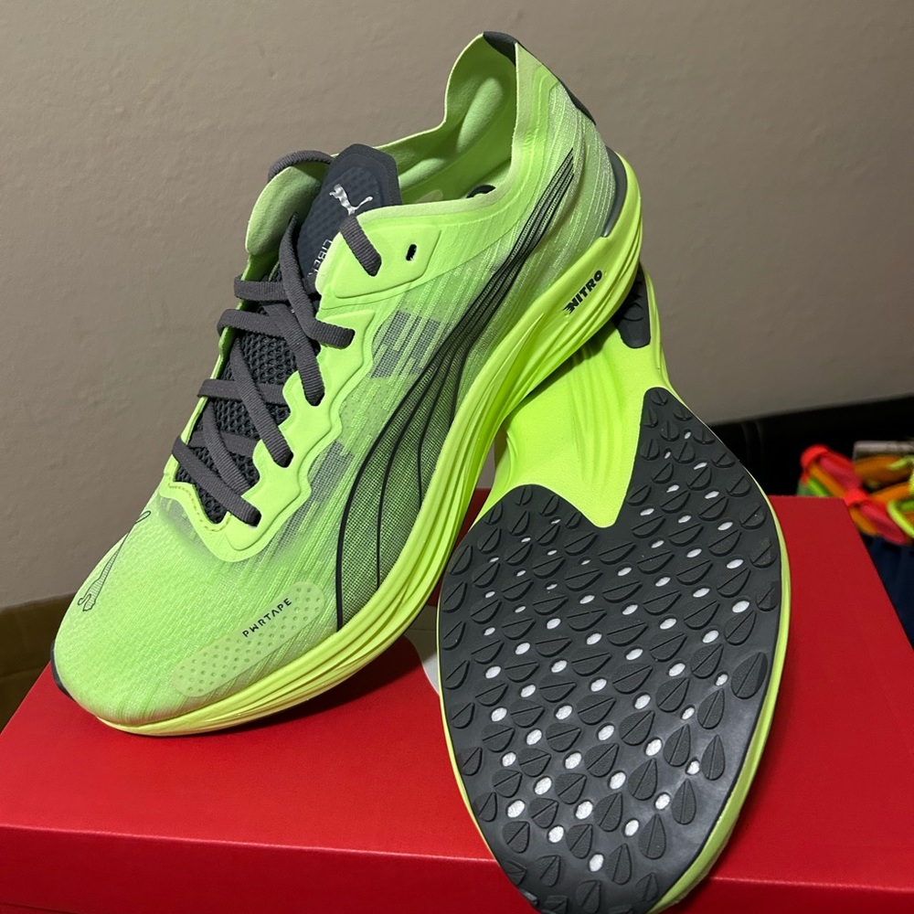 PUMA Men's Libreate Nitro 2 Running Shoes, Speed Green/Grey Size 10 regular new